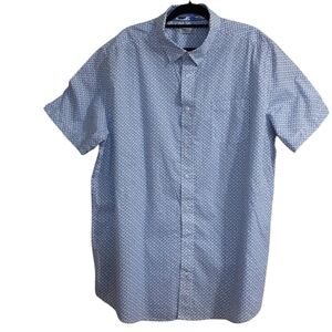 Projek Raw casual button down shirt white blue plane printed vacation beach  2XT